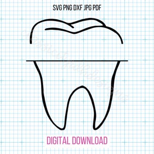 Fichiers SVG dentaires de découpe de dent pour un nom personnalisé, téléchargement numérique pour Cricut ou Silhouette (comprend .jpg .svg .png .pdf) hygiéniste dentaire