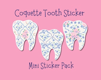 Coquette Tooth Mini Sticker Pack for Dental Hygienist, Dental Assistant, Dental Sticker, RDH, Dental Student Gift, Assistant Gift, Dentist