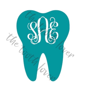 Arquivos SVG de monograma de recorte de dente personalizado, download digital para Cricut ou Silhouette (inclui .svg .png .jpg .pdf .dxf)