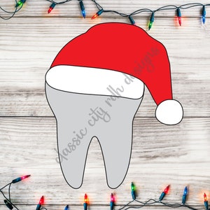 Santa Tooth SVG PNG Arquivos dentários, download digital para Cricut ou Silhouette (inclui .svg .png .jpg .pdf .dxf) higienista assistente dentário