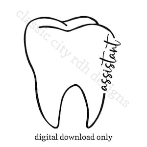 Dental Assistant Tooth Cutout Dental SVG-bestanden, digitale download voor Cricut of Silhouette (inclusief .jpg .svg .png .pdf) tandartsassistente