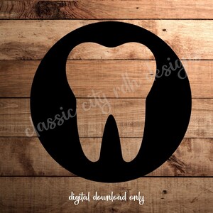 Tooth Circle Cutout SVG bestanden, digitale download voor Cricut of Silhouette (inclusief .jpg .svg .png .pdf) mondhygiënist, assistent, tandarts