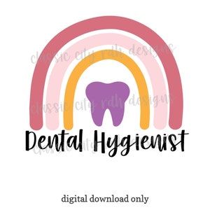 Tooth Rainbow Boho Dental Hygienist Cutout Arquivos SVG download digital para Cricut Silhouette (inclui .jpg .svg .png .pdf) higiene, rdh