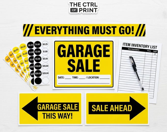 Garage Event Kit Printable | Signs, Price Tags, Banner (Digital Download)