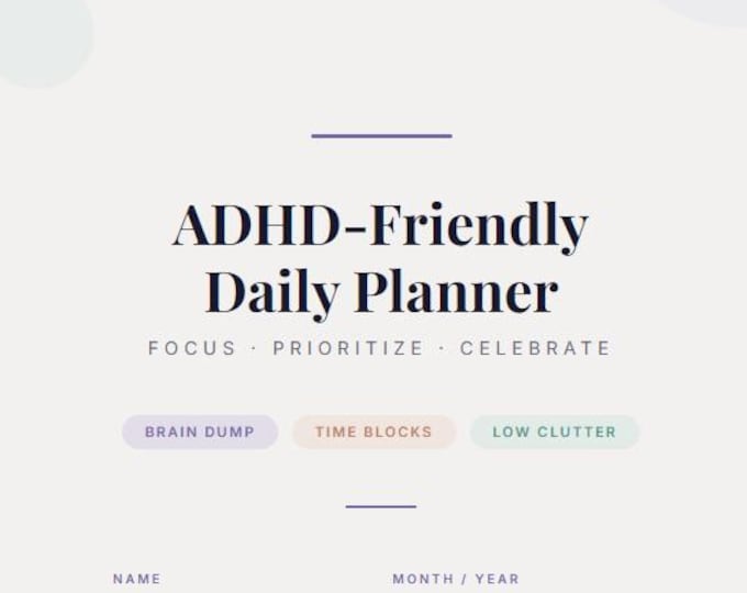 ADHD Daily Planner Printable, Brain Dump, Priority Matrix, Habit Tracker PDF