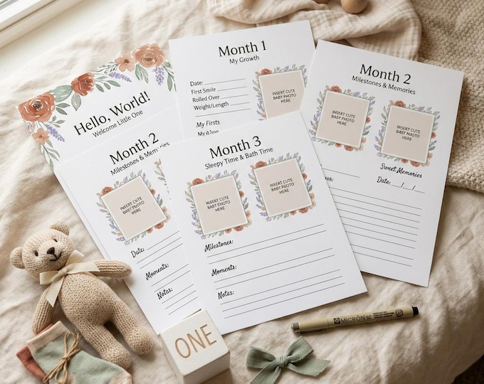 Baby Milestone Journal | First Year Monthly Memory Book (Digital Download)