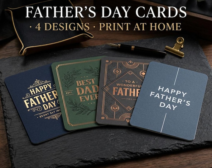 Printable Father's Day Cards | 4 Luxury Designs | 5x7 Digital Download | Editable, Print at Home