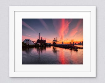 Domino Sugar Refinery Sunset Baltimore Maryland Industrial Wall Art