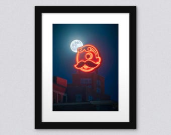 Natty Boh Moon Baltimore Maryland Neon Sign Print