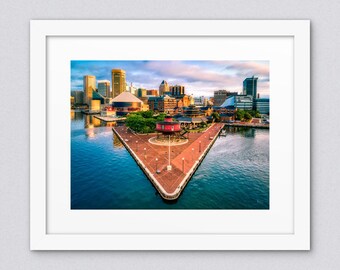 Seven Foot Knoll Lighthouse in Baltimore Historic Drone Wall Art Print