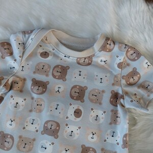 Babyshirt beige neutral mit Bärchenmotiv Gr. 62/68, Kurzarm