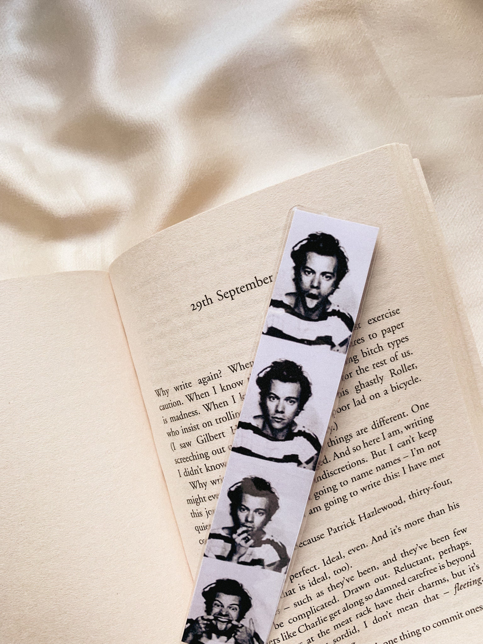 Laminated Harry Styles bookmark