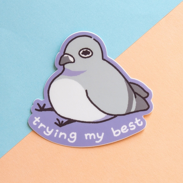 Trying my best pigeon sticker | Adorable Pigeon Sticker, Animal Sticker, Laptop Decal, Funny Vinyl Sticker, Journal, Therapy Sticker