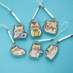 Cute Cat Phone Strap Charms | Kawaii Acrylic Kitty Keychains for Phones, Bags, & Gifts, Funny Cat Accessories