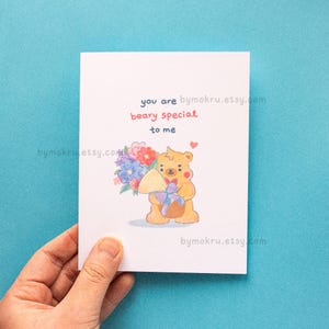 Jolie carte bouquet de fleurs d'ours pour l'amour et l'amitié | Tu es un ours spécial pour moi, adorable ours Carte de vœux
