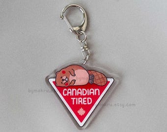 Canadian Tired Keychain: Funny Beaver Charm, Kawaii Backpack Accessory