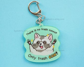 Funny Raccoon Keychain: Trash Can Charm, Airpod Accessory