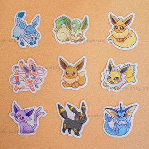 Naklejki Eeveelution: Wodoodporne naklejki winylowe Gamer Anime