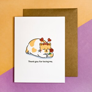 Chat amoureux d'anniversaire | Merci de m'avoir aimé, adorable carte d'anniversaire et de la Saint-Valentin, jolie carte de chat pour partenaire, chat Kawaii Chonk