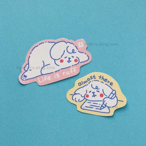 Pegatina de vinilo de perro peludo, estado de ánimo identificable, decoración de diario Double dog