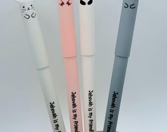 Bolígrafos de gel borrables con forma de animales de JW – "¡Jehová es mi amigo!"