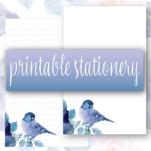 JW Letter Writing Stationery Printable Download Watercolor Bird