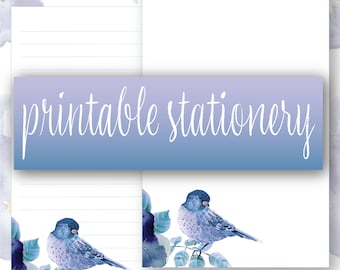 JW Carta Escritura Papelería Imprimible Descargar Acuarela Pájaro