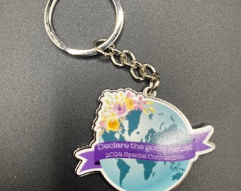 Declare the Good News 2024 Special Convention Floral Globe Keychain and Lapel Pin