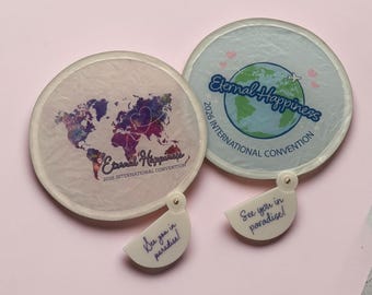 Abanico de disco de la Convención de la Felicidad Eterna de los Testigos de Jehová 2026 / “Nos vemos en el paraíso” / Abanico de mano portátil / Regalo de la convención / Regalo espiritual / Recuerdo de los Testigos de Jehová