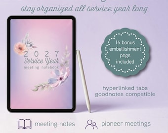 JW Digital Notebook for Meetings, Pioneer Meetings, Personal Study, and Meeting Preparation | Hyperlinked PDF for GoodNotes and Notability