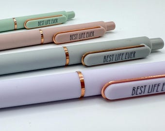 Bolígrafos de tinta gel negra Pastel JW «Best Life Ever» (individual o en paquete de 4)