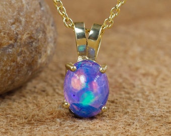 Natural Lavender fire Ethiopian opal pendant necklace for women, Vintage fire opal jewelry, AAA Ethiopian opal pendant necklace gift for her
