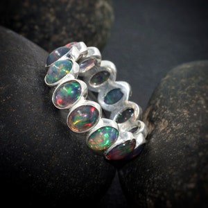 Natural Black fire opal ring, wedding ring, Black opal ring, Promise ring, Purpose ring, October birthstone, fire opal Jewelry, Gift for her