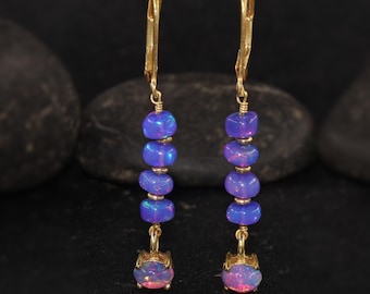 AAA Lavendel Opal Edelstein Tropfen und Baumeln Ohrringe, Multifire Opal Birthstone Ohrring für Sie, Sterling Silber Schmuck, handgemachte Ohrringe