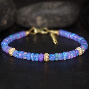 Natural fire opal beaded bracelet for women, Vintage fire opal bracelet, October birthstone, AAA Ethiopian opal, Rare fire opal bracelet