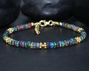 Natural fire opal bracelet, Bracelet for women, Vintage fire opal, AAA Ethiopian opal, Beaded jewelry, bracelet for her, Vintage fire opal