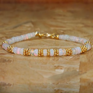 Minimalist opal beaded Bracelet, bracelet for women, Vintage fire opal bracelet, AAA Ethiopian opal bracelet, Natural fire opal bracelet