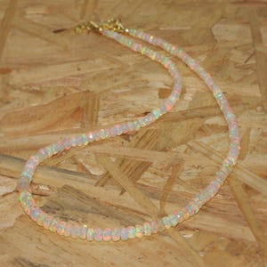 Natural fire opal necklace for women, fire opal jewelry, White opal Necklace, AAA Ethiopian opal Necklace, 925 Sterling silver necklace