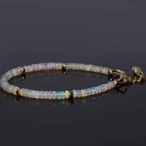 Natural Fire white Ethiopian opal beaded bracelet for women, fire opal Jewelry, Minimalist Bracelet, Vintage fire opal bracelet-Gift for her zdjęcie 2