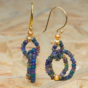 Black fire Ethiopian opal earrings for women, vintage fire opal earrings, October birthstone, AAA Ethiopian opal earrings, Dangle earrings