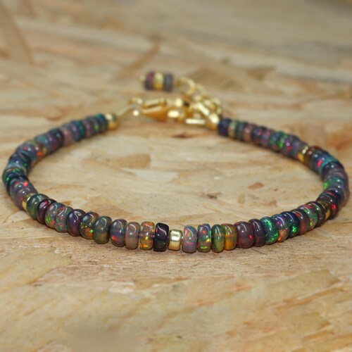 AAA Ethiopian opal beaded bracelet for women, fire opal bracelet, Vintage fire opal bracelet, Natural opal bracelet, October birthstone