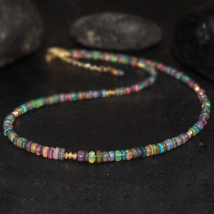 AAA Ethiopian opal necklace for women, Vintage fire opal necklace, October birthstone opal jewelry, Rare opal necklace, Gift for her