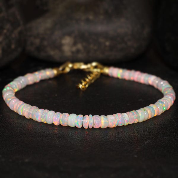 AAA Opal Perlen Armband für Frauen, Natürliches Feueropal Armband, Vintage Feueropal Armband, handgemachtes Armband, Geschenk für sie