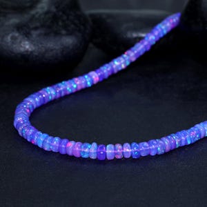 Lavender fire Ethiopian opal beaded necklace for women, Vintage fire opal necklace, Minimalist necklace, Handmade necklace, Gift for her