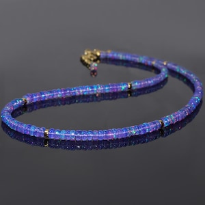 Natural Lavender fire opal Beaded Necklace, October birthstone, Spiritual opal Necklace, AAA Ethiopian opal Necklace, fire opal Jewelry