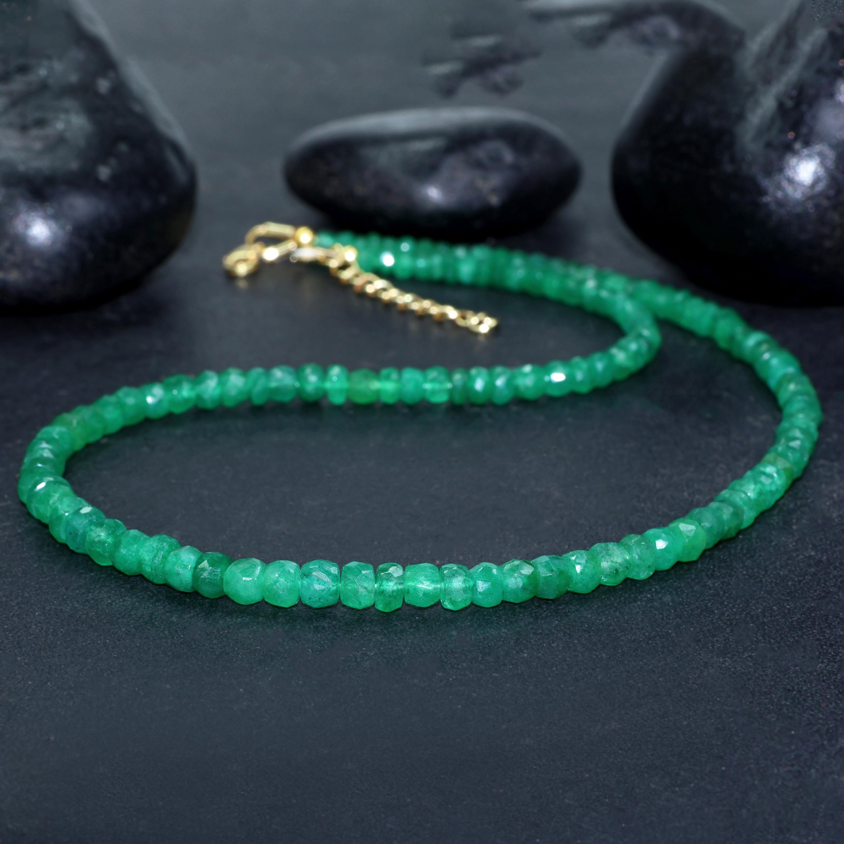 エメラルドネックレス　ビーズ　ジュエリー　emerald necklace Roman & Jules 14K White Gold Emerald Cut Emerald Necklace