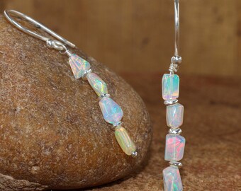 Orecchini in opale di fuoco naturale, orecchini in argento Sterling 925, orecchini in opale levigato per lei, orecchini in opale etiope AAA, orecchini in argento per lei