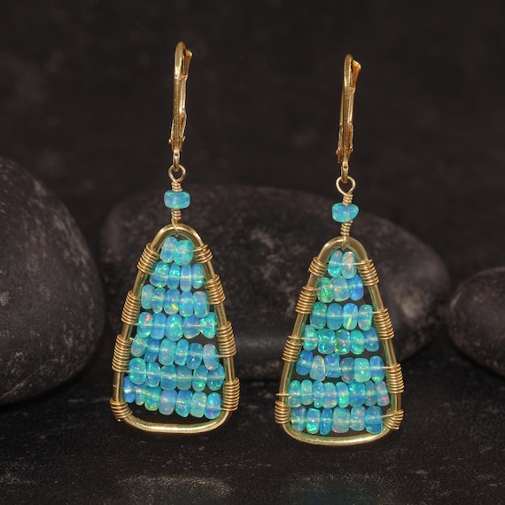 Natural Paraiba Opal Dangle Earrings for Her, Genuine Paraiba Fire Opal Gemstone Dangle Earring, 925 Silver Earrings, Handmade Earrings Gift