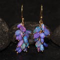 Lavender Fire Opal Gemstone Cluster Earring, Natural Multifire Opal Nugget Beads Earrings, Smooth Opal Earrings for Women, Handmade Earrings