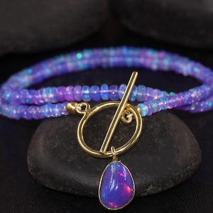 Natural Lavender Opal Pear Gemstone Charm Necklace, Genuine Opal Beads Pendant Necklace, Delicate Opal Jewelry, Birthstone Gift for Her